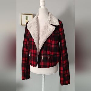 Faux Sherpa Women Ecko unltd jacket  Color Black And Red  Size XL  Girls  Zipper